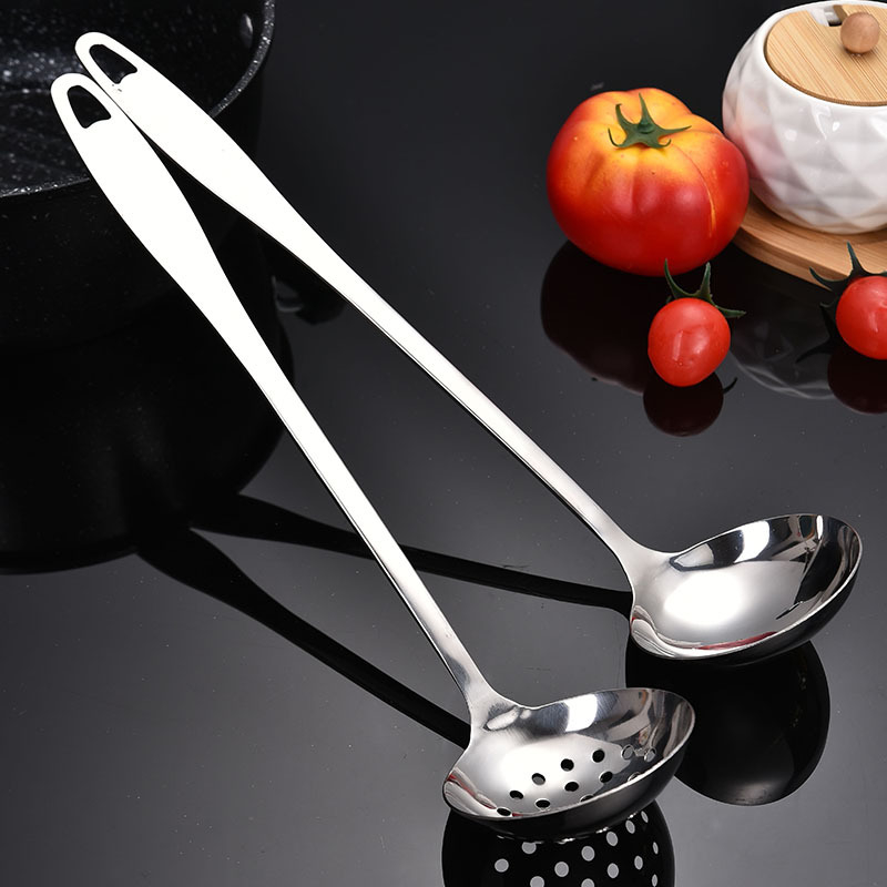 Linguri de supă din oțel inoxidabil cu mâner lung, linguri pentru oale, set pentru bucătărie de restaurant, serie cu coadă plată mare