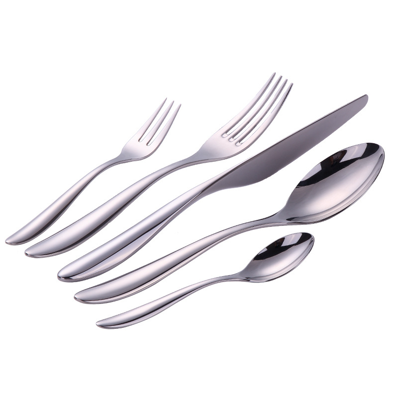 Set tacâmuri 3 piese din oțel inoxidabil 304, cuțit, furculiță și lingură, finisaj oglindit