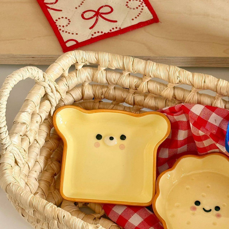 Farfurie ceramică pentru sosuri în formă de pâine, pentru uz casnic; mică farfurie drăguţă pentru garnituri; sos de soia, condimente şi oțet; bol pentru hot pot.
