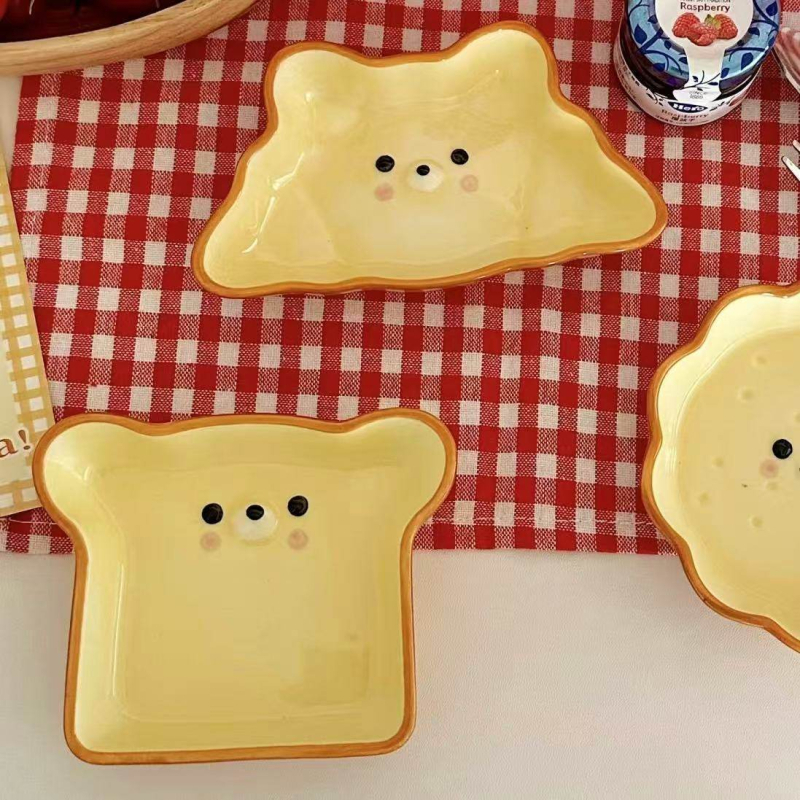 Farfurie ceramică pentru sosuri în formă de pâine, pentru uz casnic; mică farfurie drăguţă pentru garnituri; sos de soia, condimente şi oțet; bol pentru hot pot.