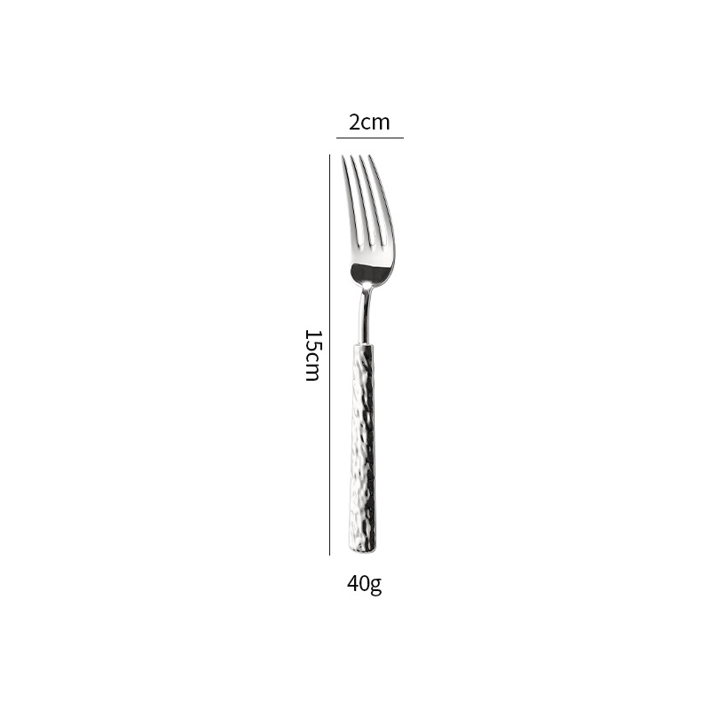 Set tacâmuri din oțel inoxidabil 304 cu model relief de piatră; furculiță, cuțit și lingură; cuțit de friptură în stil american