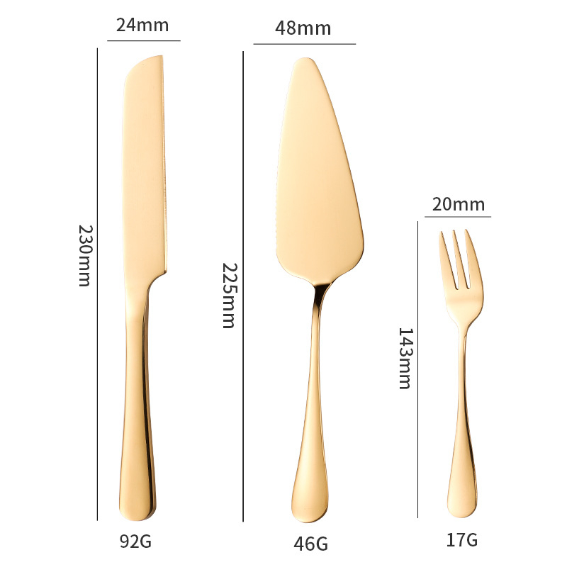 Set din oțel inoxidabil: cuțit și spatulă pentru tort cu mâner lung; include cuțit pentru tort, spatulă pentru tort, spatulă pentru pizza, cuțit pentru pâine și furculiță pentru fructe