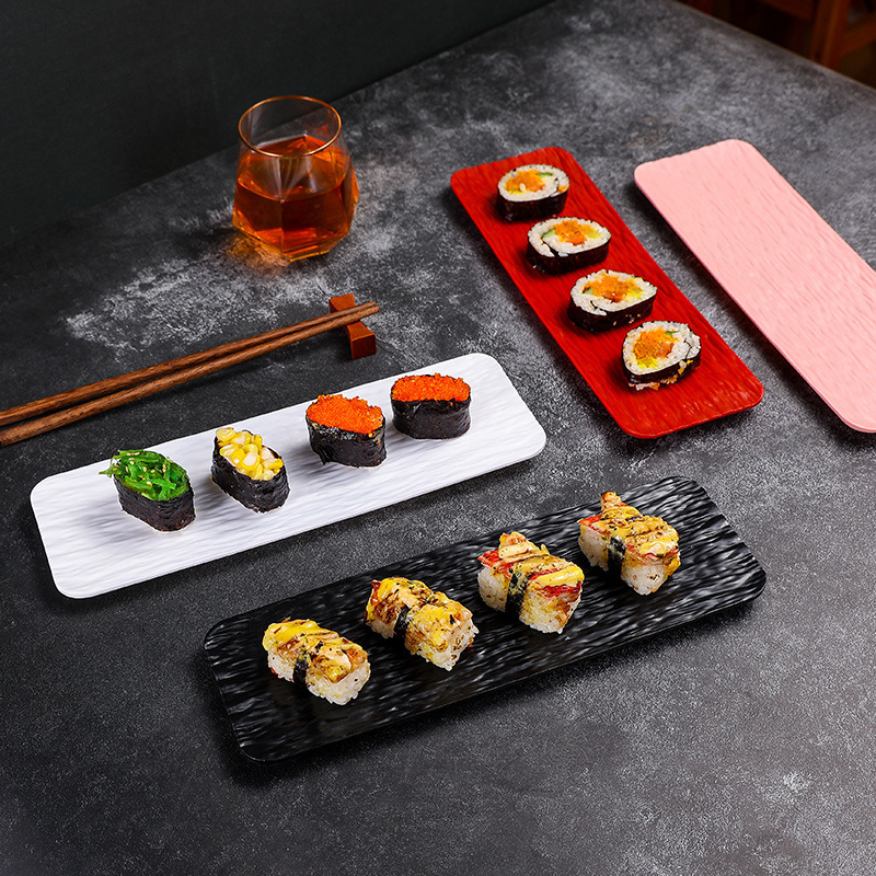 Japanski stil pravokutni plastični tanjur za sushi s teksturom kamena, uzorak alg, pladanj za voće