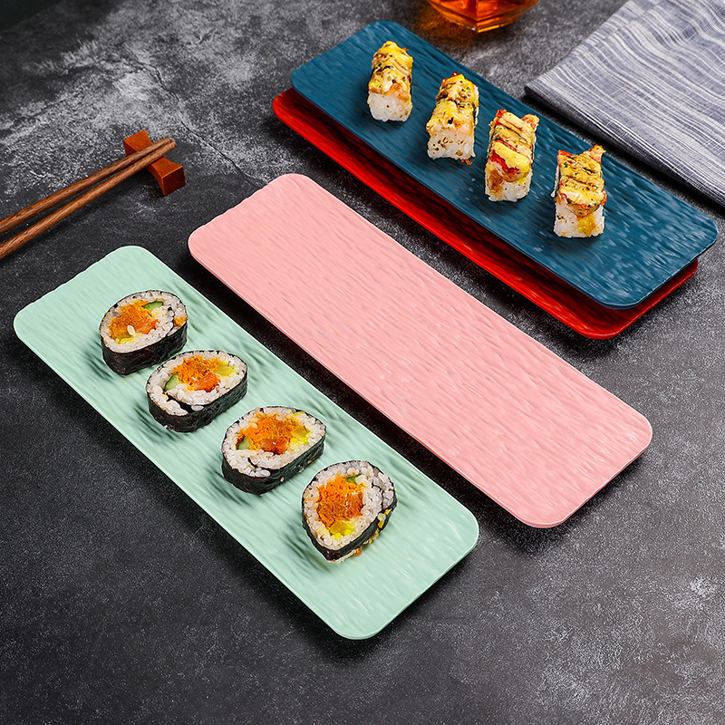 Japanski stil pravokutni plastični tanjur za sushi s teksturom kamena, uzorak alg, pladanj za voće
