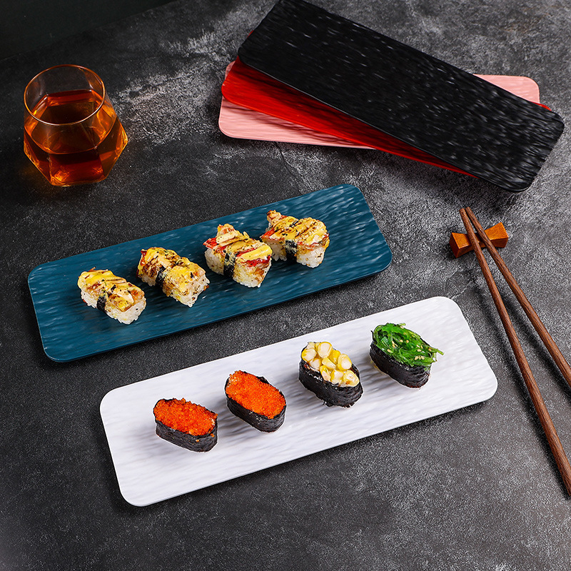Japanski stil pravokutni plastični tanjur za sushi s teksturom kamena, uzorak alg, pladanj za voće