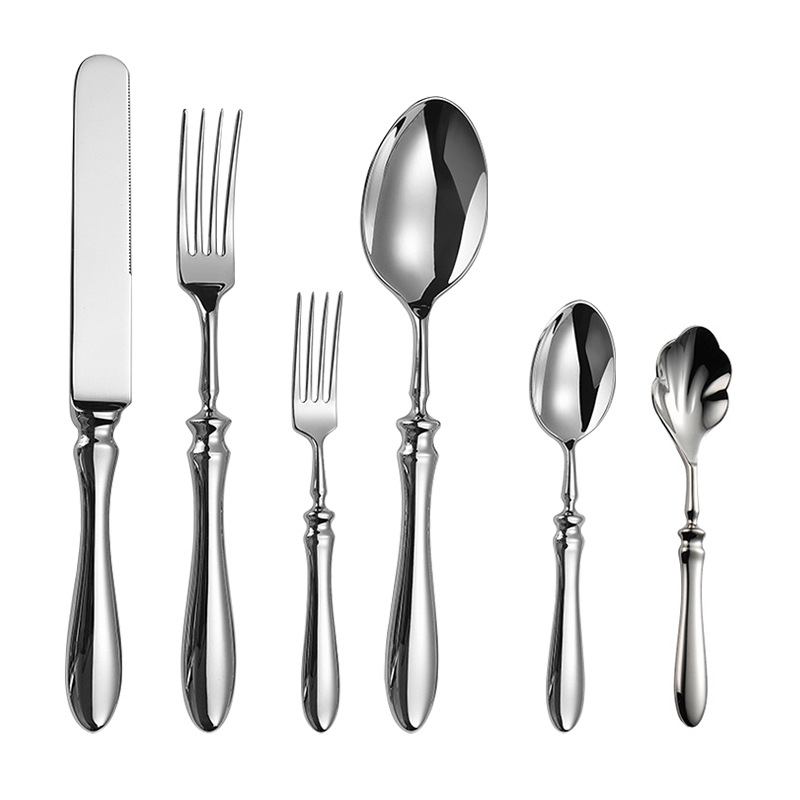 Set tacâmuri din oțel inoxidabil 304, mâner cu formă de dovleac, execuție forjată, cuțit, furcă și lingură, pentru restaurante și hoteluri de lux