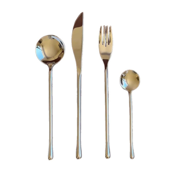 Set de tacâmuri din oțel inoxidabil 304, mâner lung, design elegant: lingură, cuțit, furculiță, furculiță de desert, furculiță pentru paste și cuțit pentru friptură