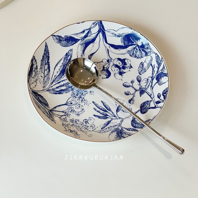 Set de tacâmuri din oțel inoxidabil 304, mâner lung, design elegant: lingură, cuțit, furculiță, furculiță de desert, furculiță pentru paste și cuțit pentru friptură