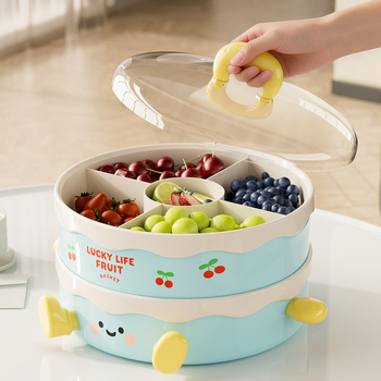 Farfurie creativă pentru fructe cu compartiment rotativ, pentru uz casnic – gustări drăguțe inspirate de dopamină, nuci și fructe uscate