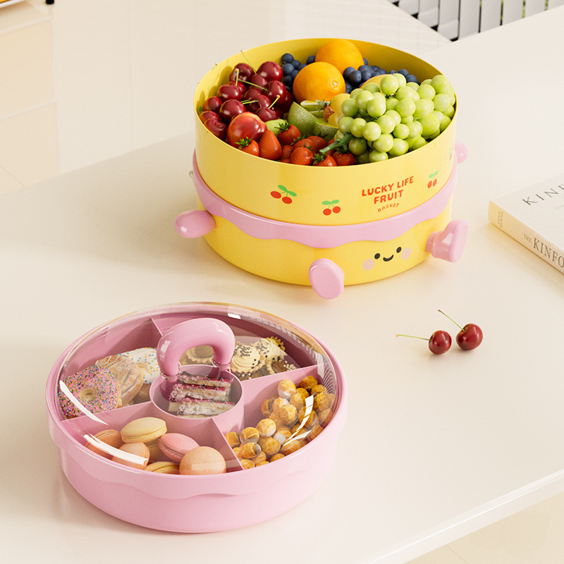 Farfurie creativă pentru fructe cu compartiment rotativ, pentru uz casnic – gustări drăguțe inspirate de dopamină, nuci și fructe uscate