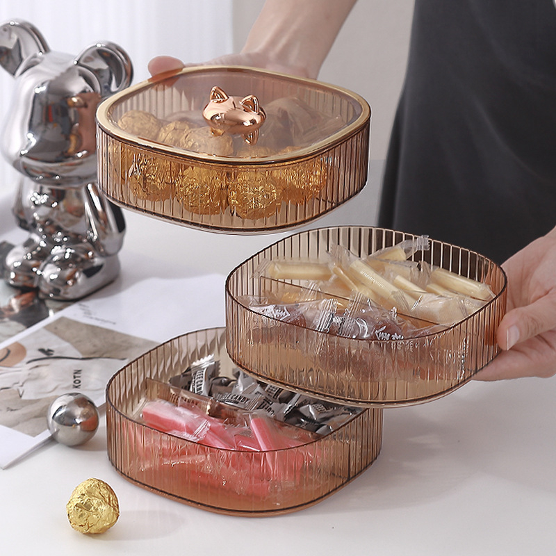 Farfurie din plastic cu capac pentru fructe și nuci, pentru masa de cafea din living, design minimalist premium