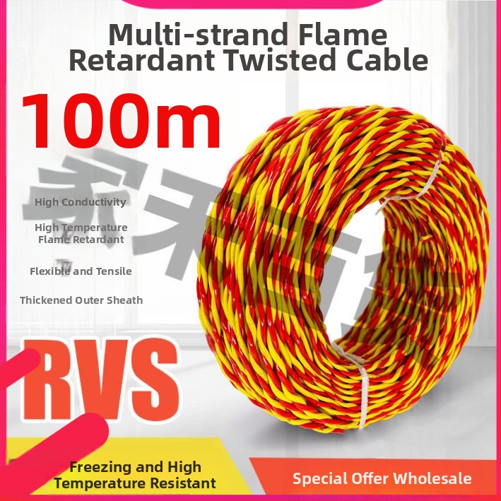 Antifrizový mäkký kábel pre domáce osvetlenie, 2,5 mm, 100 m, ohňovzdorný kábel pre LED svetelnú skrinku.
