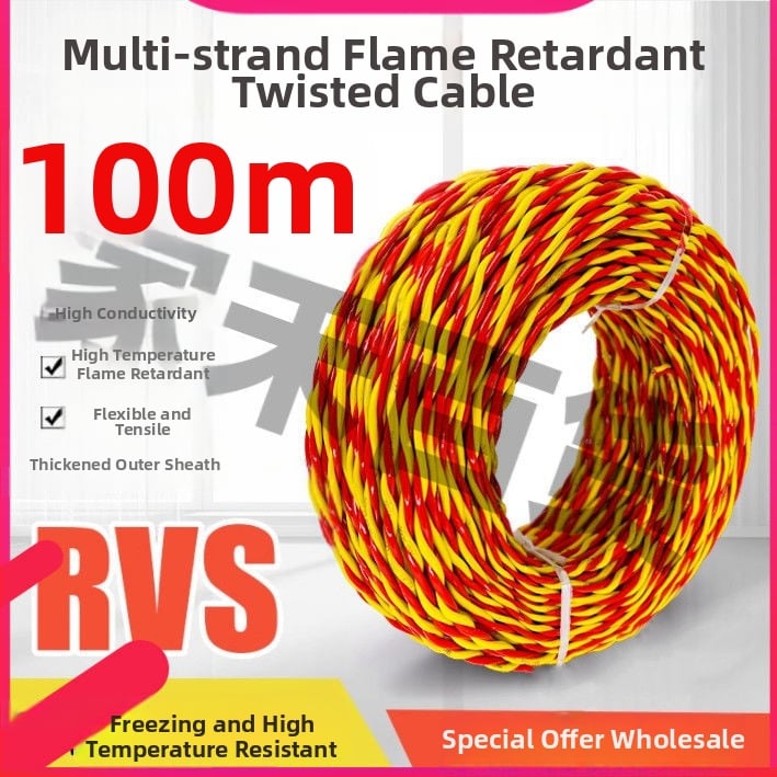 Antifrizový mäkký kábel pre domáce osvetlenie, 2,5 mm, 100 m, ohňovzdorný kábel pre LED svetelnú skrinku.