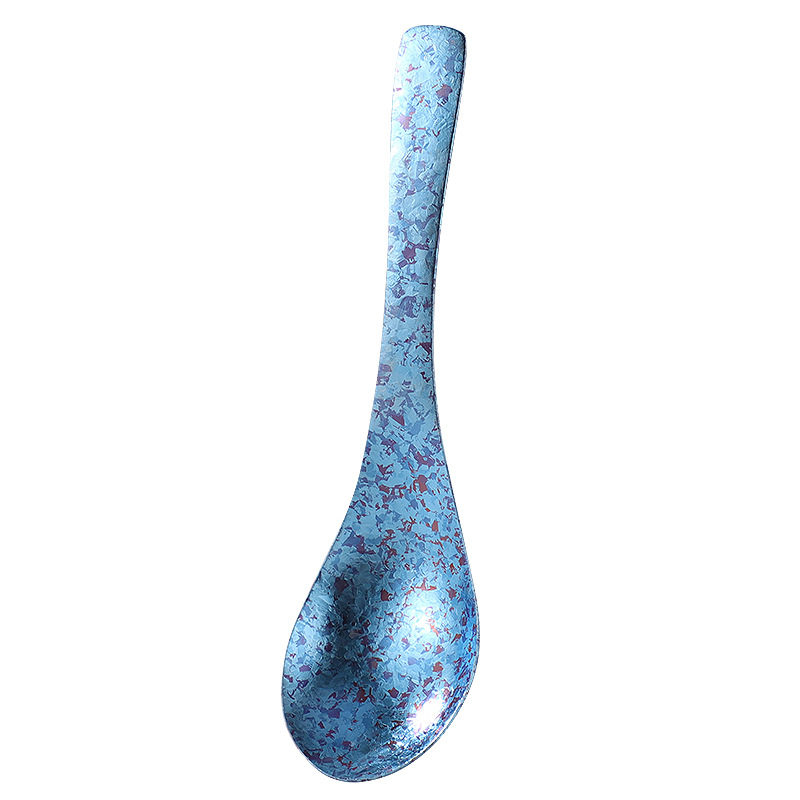 Lingură din titan pur, stil ușor lux pentru uz casnic, cu două straturi, fără acoperire, lingură de orez cu design Ice Flower, pentru camping în aer liber, anti-cădere, mică
