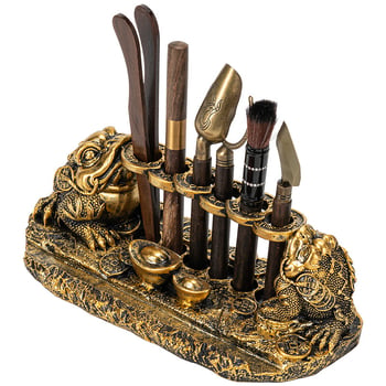 Set de ceai Kung Fu pentru ceremonie „Șase Domni” – accesorii: clips pentru ceai, cuțit de ceai, suport pentru cești și instrumente de preparare a ceaiului