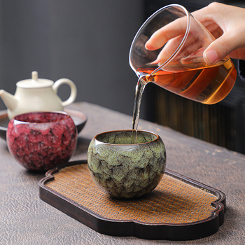 Ceașă ceramică Jian ware cu glazură Tianmu, formă de ou dragon, design stabil, ceașcă mare de ceai