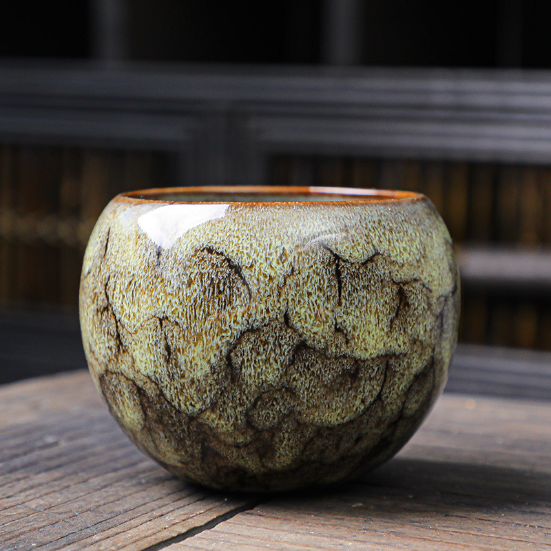 Ceașă ceramică Jian ware cu glazură Tianmu, formă de ou dragon, design stabil, ceașcă mare de ceai