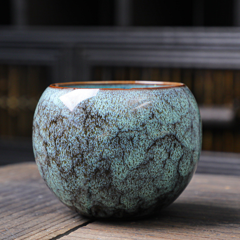 Ceașă ceramică Jian ware cu glazură Tianmu, formă de ou dragon, design stabil, ceașcă mare de ceai