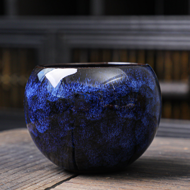 Ceașă ceramică Jian ware cu glazură Tianmu, formă de ou dragon, design stabil, ceașcă mare de ceai