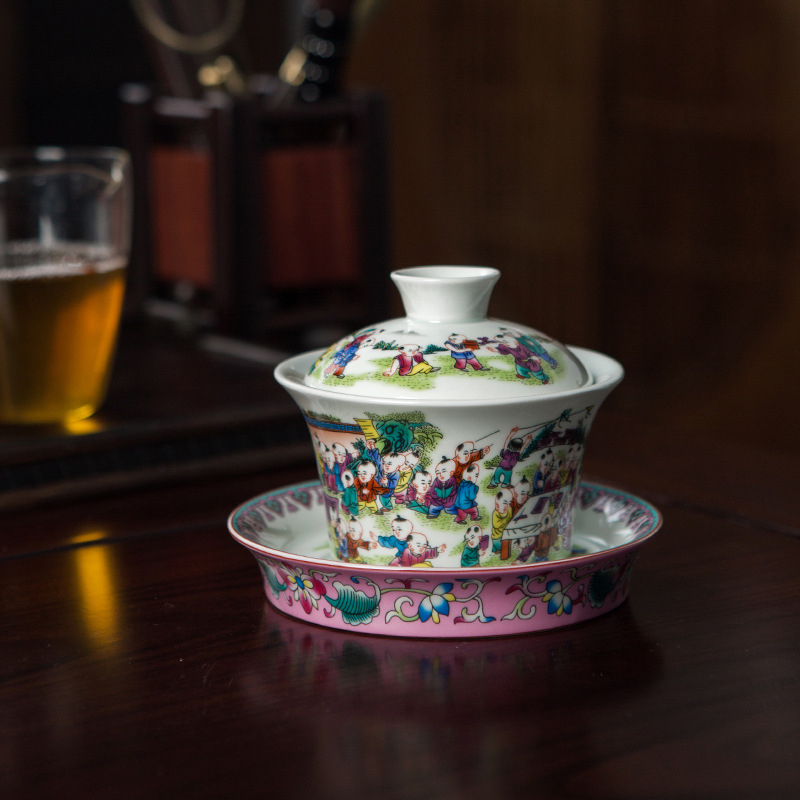 Set de ceai ceramic cu gaiwan din lut alb de înaltă calitate, gaiwan cu trei părți și capac în formă de copită, set Kung Fu pentru prepararea ceaiului