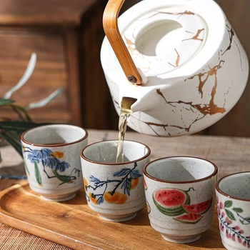 Cană de ceai ceramică pictată manual, glazură sub glazură, stil nou chinezesc Kung Fu, set de ceai retro, ceașcă norocoasă
