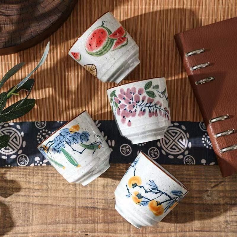 Cană de ceai ceramică pictată manual, glazură sub glazură, stil nou chinezesc Kung Fu, set de ceai retro, ceașcă norocoasă