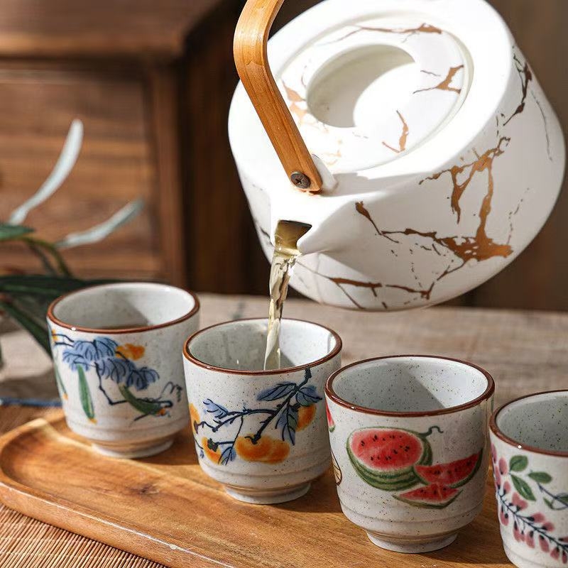Cană de ceai ceramică pictată manual, glazură sub glazură, stil nou chinezesc Kung Fu, set de ceai retro, ceașcă norocoasă