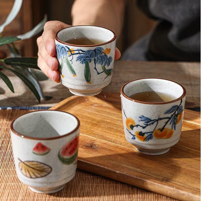 Cană de ceai ceramică pictată manual, glazură sub glazură, stil nou chinezesc Kung Fu, set de ceai retro, ceașcă norocoasă