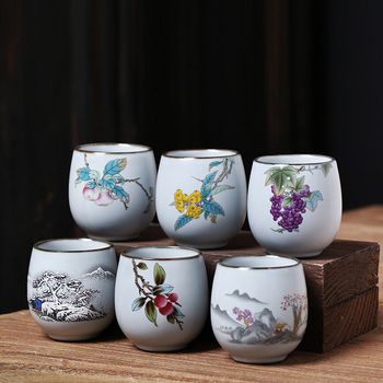 Cușă Ru kiln pentru ceai Gongfu — ceașcă unică din porțelan, stil vintage, pentru uz casnic
