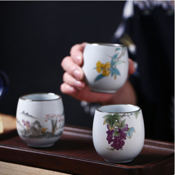 Cușă Ru kiln pentru ceai Gongfu — ceașcă unică din porțelan, stil vintage, pentru uz casnic