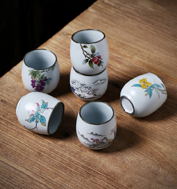 Cușă Ru kiln pentru ceai Gongfu — ceașcă unică din porțelan, stil vintage, pentru uz casnic