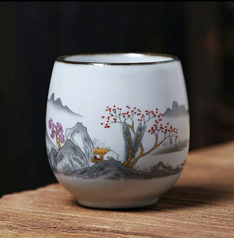 Cușă Ru kiln pentru ceai Gongfu — ceașcă unică din porțelan, stil vintage, pentru uz casnic