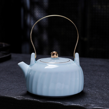 Set ceai Shadow Celadon Kung Fu, gaiwan ceramic cu capac și mâner, oală de ceai și ceainic, cu logo imprimat, personalizabil, cadou pentru casă și birou