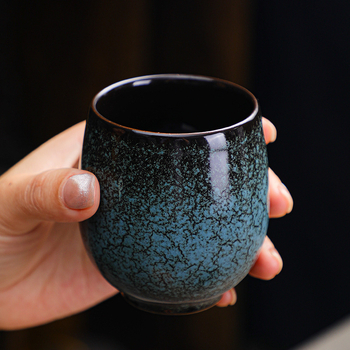 Set de cinci cești de ceai din ceramică cu glazură Tianmu, stil Jian Zhan