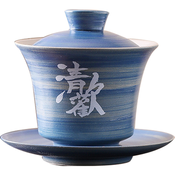 Ceainic Gaiwan cu capac - set Gongfu de ceai, vas pentru o singură infuzie, ceramică roșie vintage pentru nunți