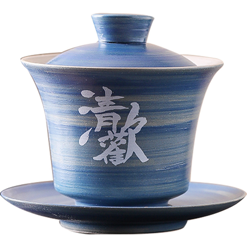 Ceainic Gaiwan cu capac - set Gongfu de ceai, vas pentru o singură infuzie, ceramică roșie vintage pentru nunți