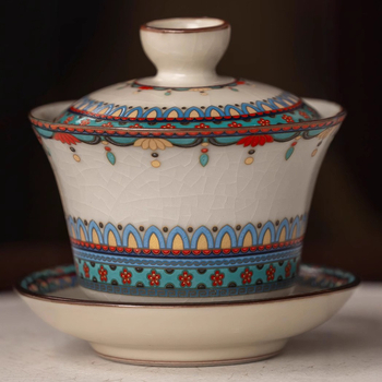 Set ceai Gongfu din ceramică cu glazură crăpată – model nou 2025, cutie cadou elegantă pentru uz casnic