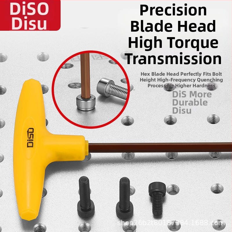 Disu T-typ šesťhranový kľúč, dlhý, domáce použitie, veľkosti 2–8 mm, S2 zliatina ocele