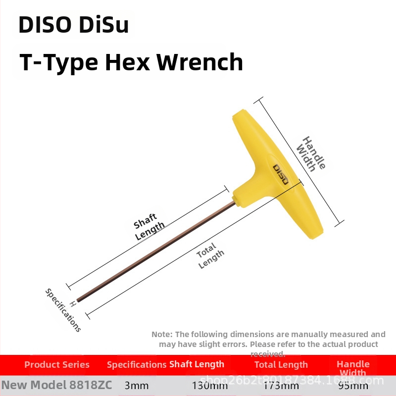 Disu T-typ šesťhranový kľúč, dlhý, domáce použitie, veľkosti 2–8 mm, S2 zliatina ocele