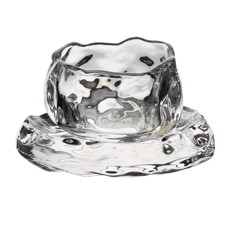 Set de ceai din sticlă mată pentru degustare, rezistent la căldură, motiv First Snow, ceașă gazdă și cești mici