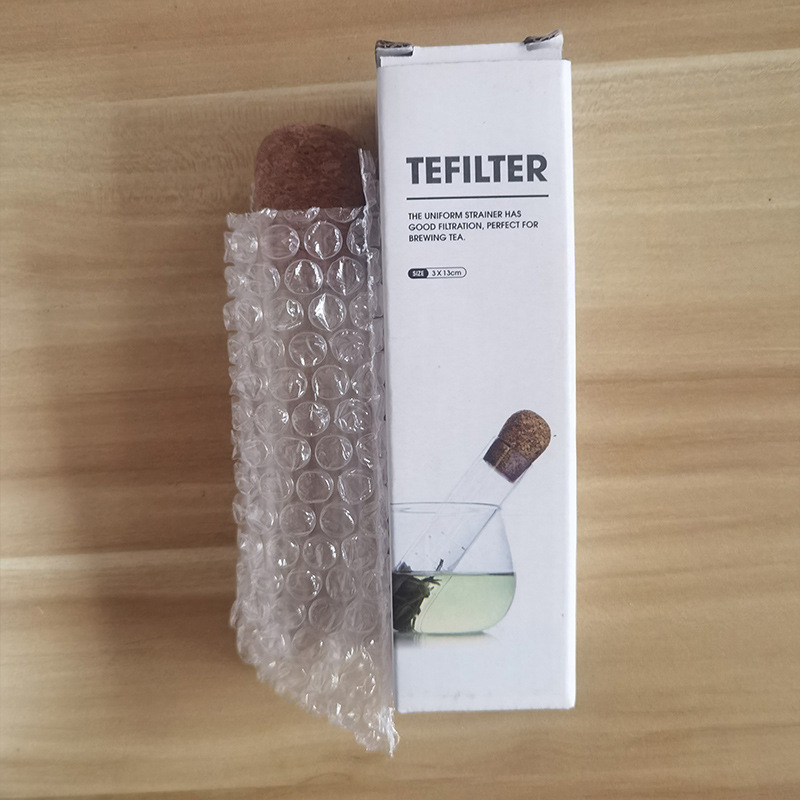 Infuzor de ceai din sticlă, în formă de eprubă, pentru ceai din frunze și ceai la plic – accesorii de birou pentru ceai