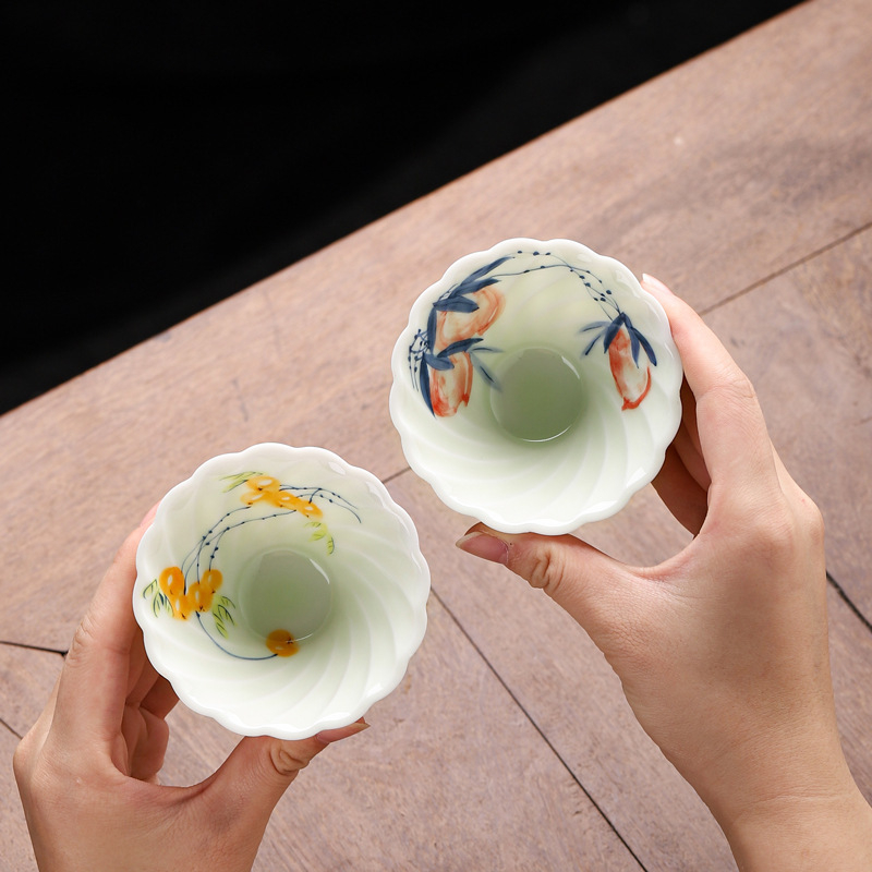 Ceașcă ceramică celadon, pictură manuală, ceai Gongfu, ceașcă de degustare, set de ceai