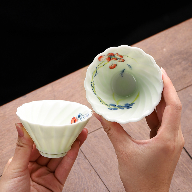 Ceașcă ceramică celadon, pictură manuală, ceai Gongfu, ceașcă de degustare, set de ceai
