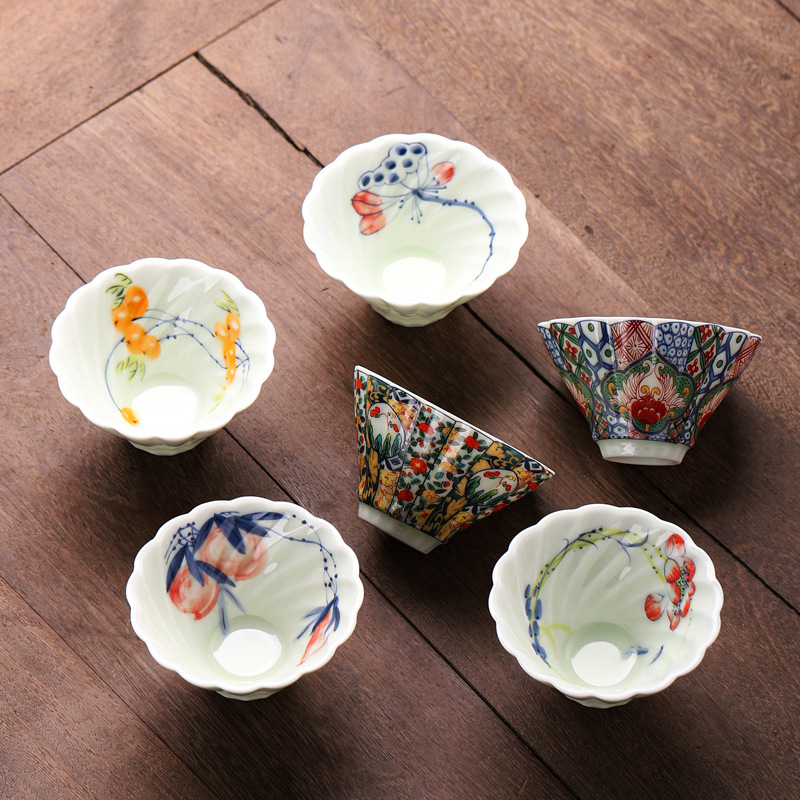 Ceașcă ceramică celadon, pictură manuală, ceai Gongfu, ceașcă de degustare, set de ceai
