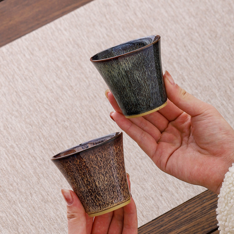 Ceașcă Jian Zhan de Jun Kiln — ceramică pentru ceai Kung Fu, ușor de ținut, într-o cutie cadou clasică, portabilă