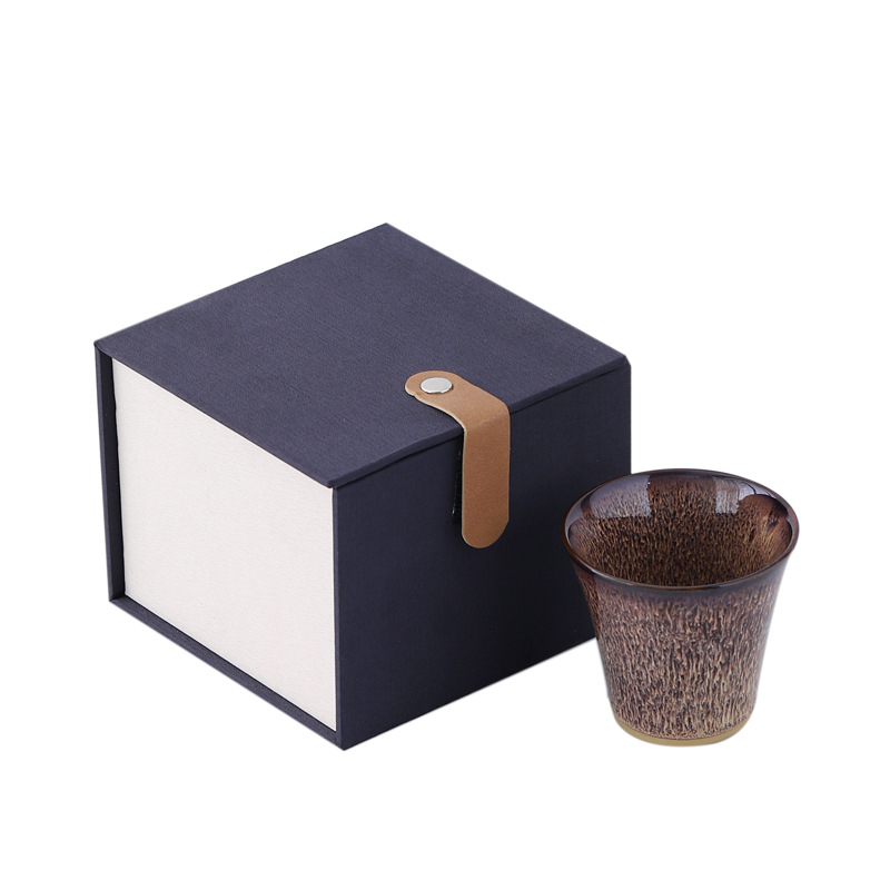 Ceașcă Jian Zhan de Jun Kiln — ceramică pentru ceai Kung Fu, ușor de ținut, într-o cutie cadou clasică, portabilă