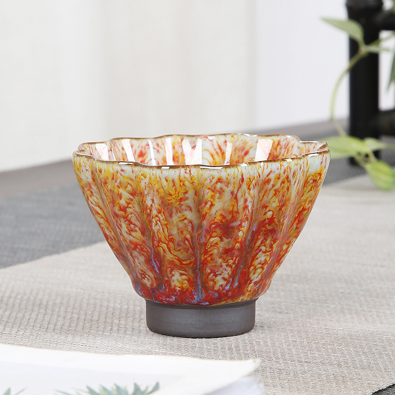 Ceașă mare din ceramică pentru ceai Kung Fu, o singură ceașă, ceramică Shino-Yaki în stil japonez rustic, lux discret