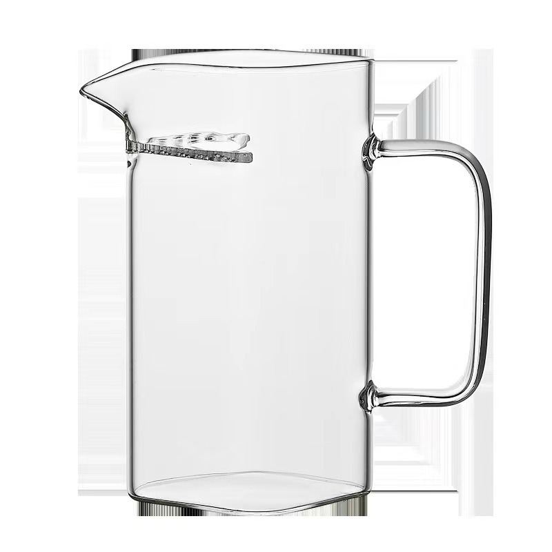 Căniță pătrată, în formă de semicerc, din sticlă borosilicată, rezistentă la temperaturi înalte, ceașcă pentru separarea ceaiului de apă cu mâner