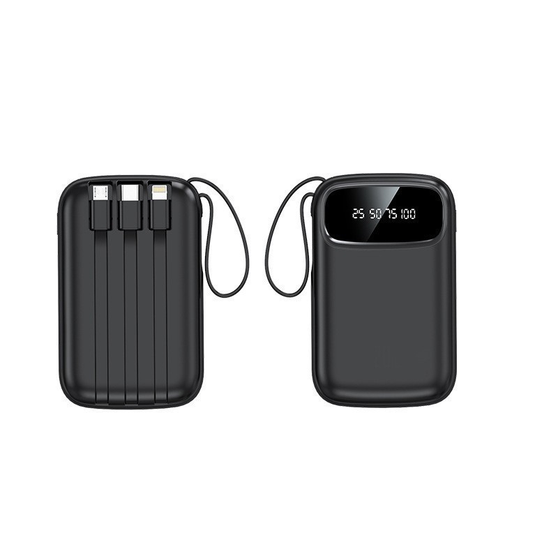 3C-сертифицирана мини павербанк с супер бързо зареждане, 20000 mAh, с вграден кабел