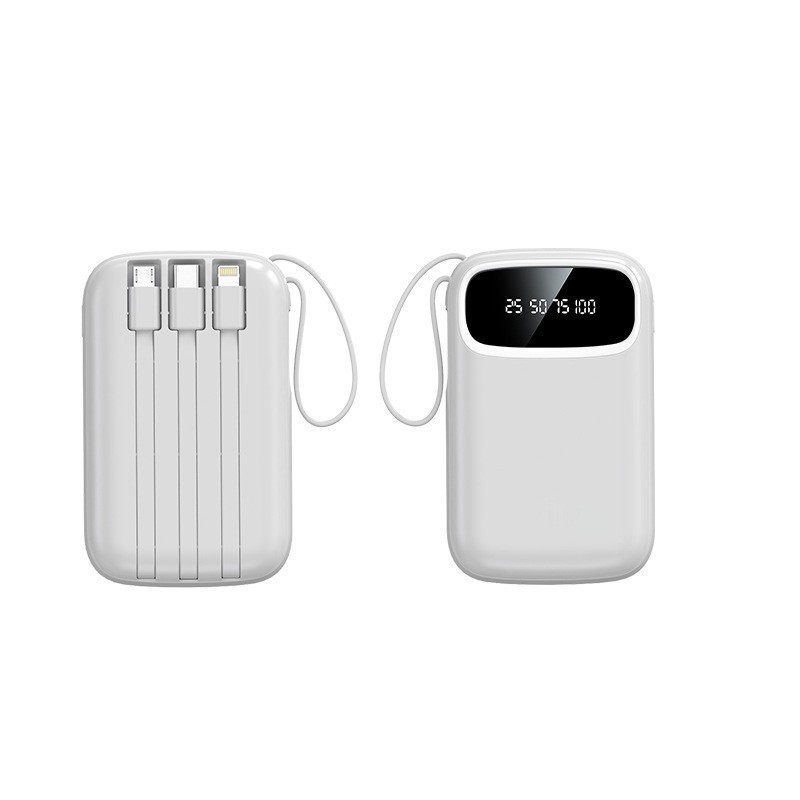 3C-сертифицирана мини павербанк с супер бързо зареждане, 20000 mAh, с вграден кабел